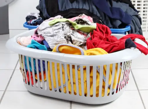 clothes in laundry basket